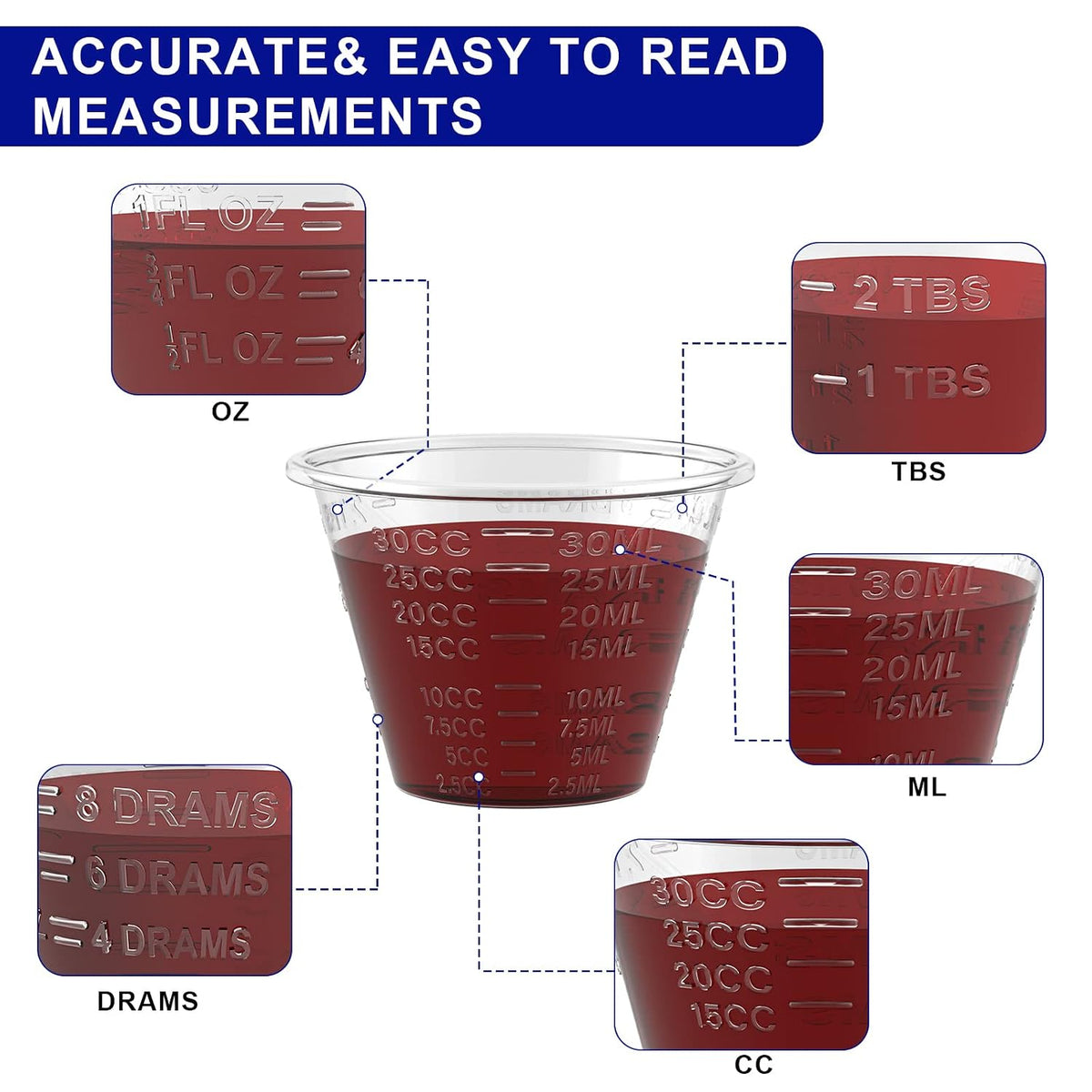 Disposable Medicine Cups, 300 Pack, 1 oz (30 ml), Graduated