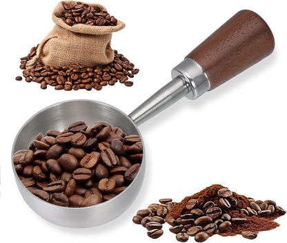 Vintage Coffee Scoop 10g/30ml Capacity Retro 304 Stainless Steel Coffee Measuring Spoon Walnut Wooden Handle Coffee Scoop Kitchen Utensil for Measuring Scooping Tea Coffee Spices (Short Handle)