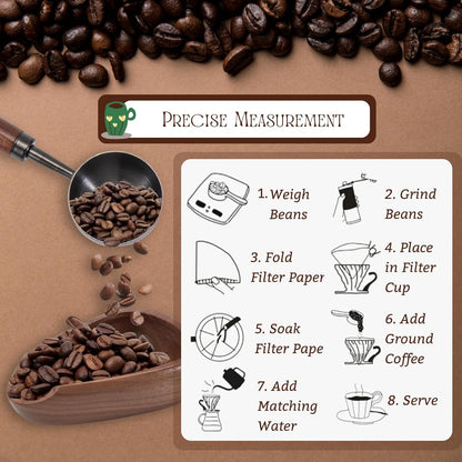 Vintage Coffee Scoop 10g/30ml Capacity Retro 304 Stainless Steel Coffee Measuring Spoon Walnut Wooden Handle Coffee Scoop Kitchen Utensil for Measuring Scooping Tea Coffee Spices (Short Handle)