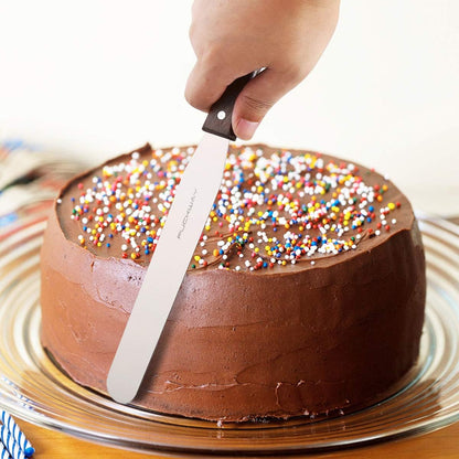 4 PCS Cake Decorating Icing Spatula set with 4, 6, 8 & 10 Inch Stainless Steel Blade, Wood Handle Frosting Spatulas and Cake Stripping Tool