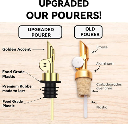4 Pcs Olive Oil Dispenser Bottle Spout, Speed Liquor Pour Spout with Flip Top, Stainless Steel Auto Pour Spouts for Liquor Bottles, Oil Bottles, Vinegar, Syrup and Other Liquid Bottles Gold