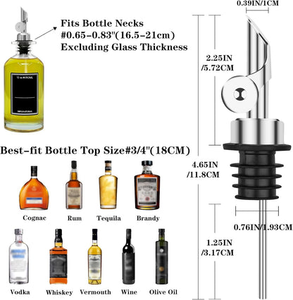 4 Pcs Olive Oil Dispenser Bottle Spout, Speed Liquor Pour Spout with Flip Top, Stainless Steel Auto Pour Spouts for Liquor Bottles, Oil Bottles, Vinegar, Syrup and Other Liquid Bottles Gold