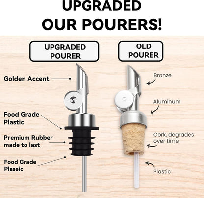 4 Pcs Olive Oil Dispenser Bottle Spout, Speed Liquor Pour Spout with Flip Top, Stainless Steel Auto Pour Spouts for Liquor Bottles, Oil Bottles, Vinegar, Syrup and Other Liquid Bottles Gold
