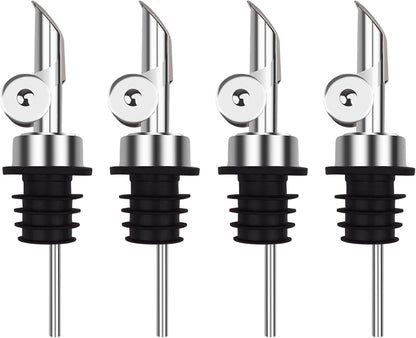 4 Pcs Olive Oil Dispenser Bottle Spout, Speed Liquor Pour Spout with Flip Top, Stainless Steel Auto Pour Spouts for Liquor Bottles, Oil Bottles, Vinegar, Syrup and Other Liquid Bottles Gold
