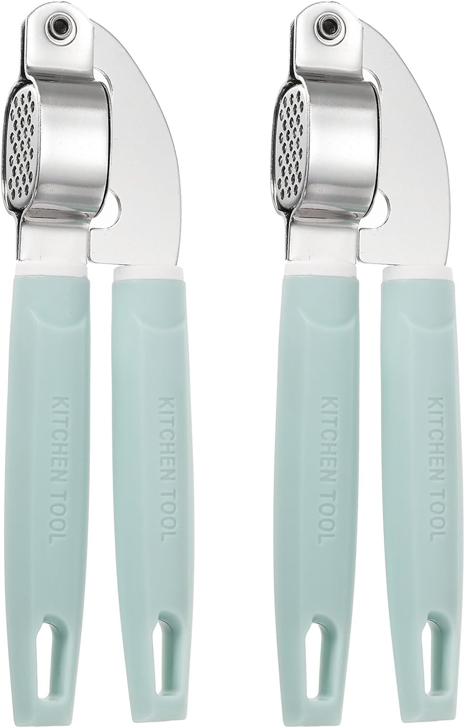 2pcs Garlic Press, 7.7 Inch Stainless Steel Garlic Crusher and Peeler Set for Home Cooks and Professional Chefs, Silver