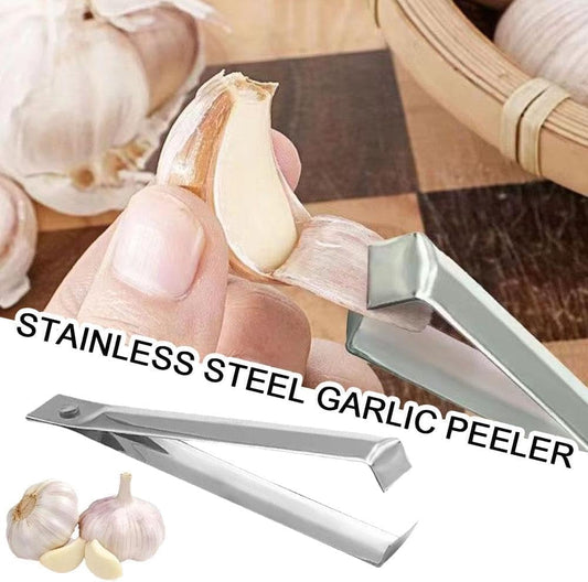 2 Pcs Garlic Peeler Skin Remover,Stainless Steel Peeling Clip,Garlic Tweezer Peeler Skin Remover Tool Precision Grip for Household, Kitchen Gadgets Garlic Tools