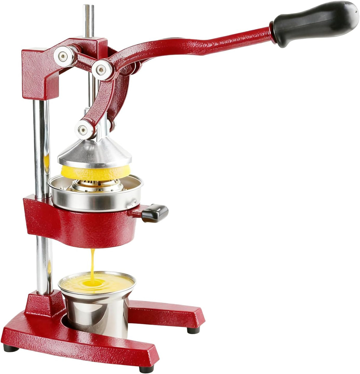 Kitchen Cast Iron Juicer - Easy-to-Clean Heavy-Duty Manual Juicer, Professional Citrus Juicer - Stainless Steel Lemon Squeezer - Manual Citrus Press & Orange Squeezer - Orange Juicer (Red)
