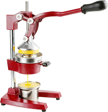 Kitchen Cast Iron Juicer - Easy-to-Clean Heavy-Duty Manual Juicer, Professional Citrus Juicer - Stainless Steel Lemon Squeezer - Manual Citrus Press & Orange Squeezer - Orange Juicer (Red)