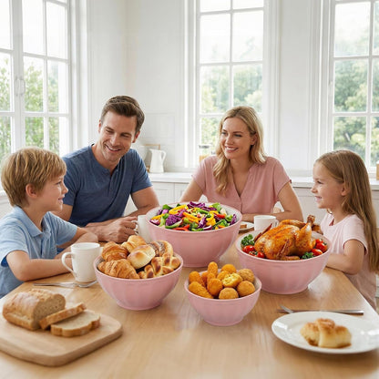 BoxedHome BPA Free Plastic Round Mixing Bowl with Lids, 12 Pack Nesting Bowls with Lids Set, Microwave and Dishwasher Safe Prep & Serving Bowls Great for Mixing, Baking, Serving (White, 12pcs)