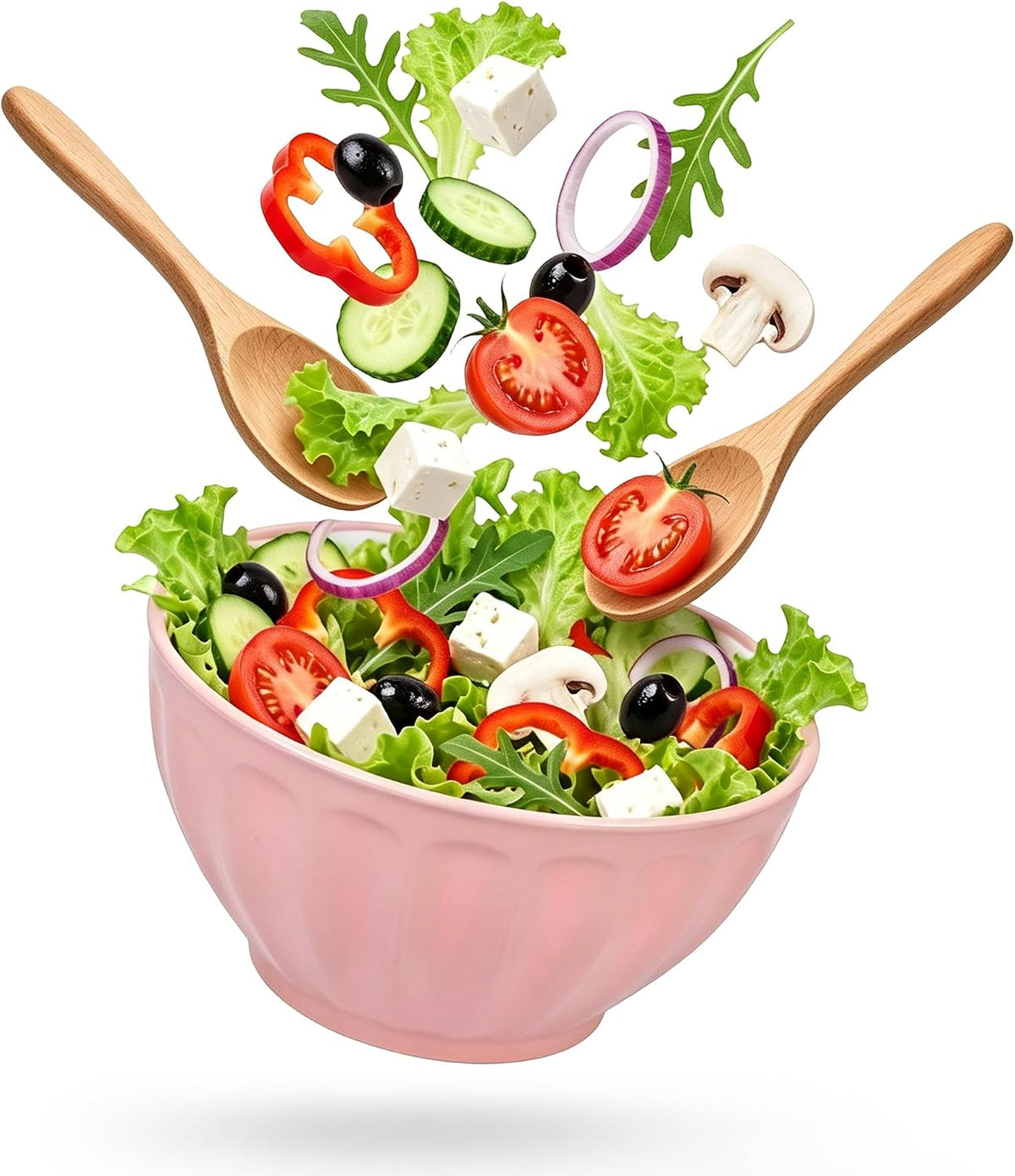 BoxedHome BPA Free Plastic Round Mixing Bowl with Lids, 12 Pack Nesting Bowls with Lids Set, Microwave and Dishwasher Safe Prep & Serving Bowls Great for Mixing, Baking, Serving (White, 12pcs)