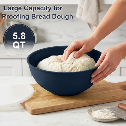BoxedHome BPA Free Plastic Round Mixing Bowl with Lids, 12 Pack Nesting Bowls with Lids Set, Microwave and Dishwasher Safe Prep & Serving Bowls Great for Mixing, Baking, Serving (White, 12pcs)