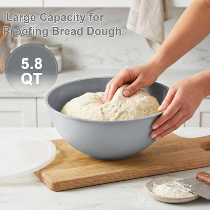 BoxedHome BPA Free Plastic Round Mixing Bowl with Lids, 12 Pack Nesting Bowls with Lids Set, Microwave and Dishwasher Safe Prep & Serving Bowls Great for Mixing, Baking, Serving (White, 12pcs)