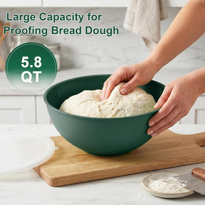 BoxedHome BPA Free Plastic Round Mixing Bowl with Lids, 12 Pack Nesting Bowls with Lids Set, Microwave and Dishwasher Safe Prep & Serving Bowls Great for Mixing, Baking, Serving (White, 12pcs)