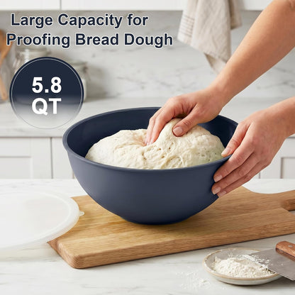 BoxedHome BPA Free Plastic Round Mixing Bowl with Lids, 12 Pack Nesting Bowls with Lids Set, Microwave and Dishwasher Safe Prep & Serving Bowls Great for Mixing, Baking, Serving (White, 12pcs)