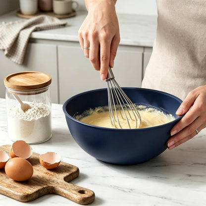 BoxedHome BPA Free Plastic Round Mixing Bowl with Lids, 12 Pack Nesting Bowls with Lids Set, Microwave and Dishwasher Safe Prep & Serving Bowls Great for Mixing, Baking, Serving (White, 12pcs)
