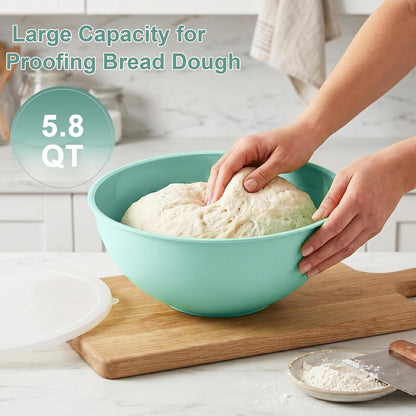 BoxedHome BPA Free Plastic Round Mixing Bowl with Lids, 12 Pack Nesting Bowls with Lids Set, Microwave and Dishwasher Safe Prep & Serving Bowls Great for Mixing, Baking, Serving (White, 12pcs)