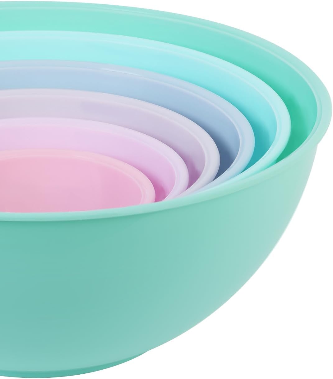 BoxedHome BPA Free Plastic Round Mixing Bowl with Lids, 12 Pack Nesting Bowls with Lids Set, Microwave and Dishwasher Safe Prep & Serving Bowls Great for Mixing, Baking, Serving (White, 12pcs)