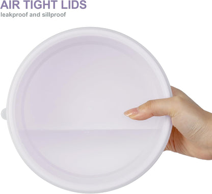 BoxedHome BPA Free Plastic Round Mixing Bowl with Lids, 12 Pack Nesting Bowls with Lids Set, Microwave and Dishwasher Safe Prep & Serving Bowls Great for Mixing, Baking, Serving (White, 12pcs)