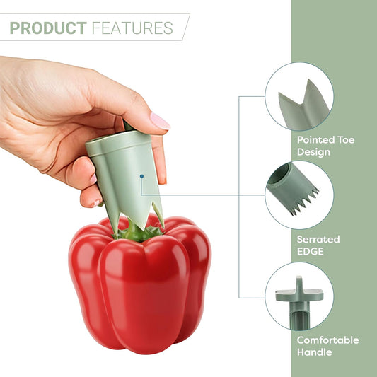 Jalapeno Corer Tool, 2-in-1 Jalapeno Seed Remover & Pepper Deseeder for Jalapeno Poppers, Stuffed Peppers & Chili Peppers, Pepper Coring Kitchen Tool