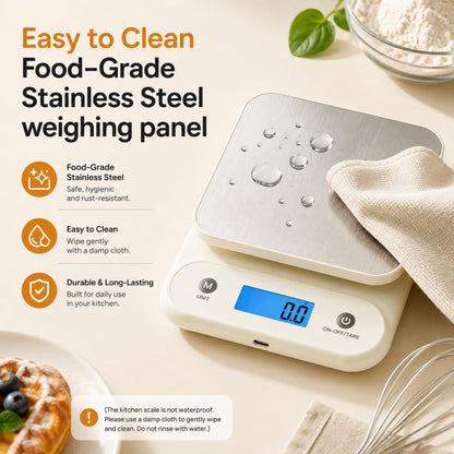 Digital Food Scale for Kitchen 11lb/0.1oz, 5kg/0.1g, Kitchen Scale for Cooking Baking, Built-in 300mAh Li-Battery, Rechargeable Type-C Charging White (1)