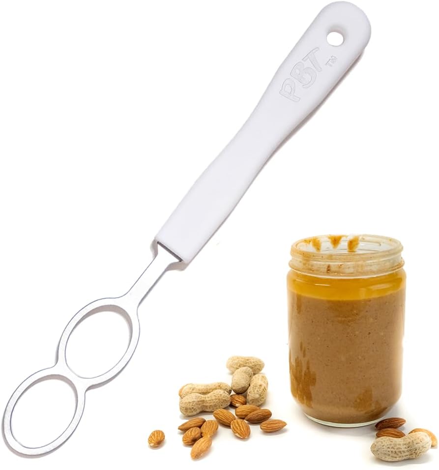 Peanut Butter Mixer, Stainless Steel Stirring Tool for Natural Peanut Butter, Dough, Yogurt, Sauces, and More - Fits Any Container Size, Less Mess, Dishwasher Safe (WHITE)