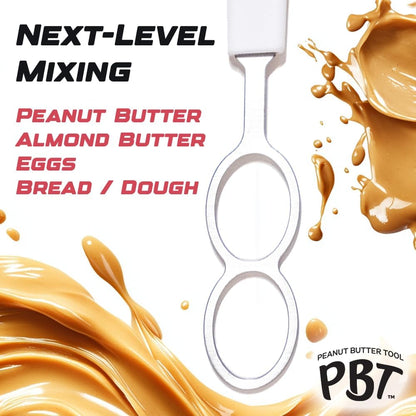 Peanut Butter Mixer, Stainless Steel Stirring Tool for Natural Peanut Butter, Dough, Yogurt, Sauces, and More - Fits Any Container Size, Less Mess, Dishwasher Safe (WHITE)