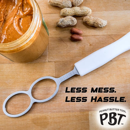 Peanut Butter Mixer, Stainless Steel Stirring Tool for Natural Peanut Butter, Dough, Yogurt, Sauces, and More - Fits Any Container Size, Less Mess, Dishwasher Safe (WHITE)