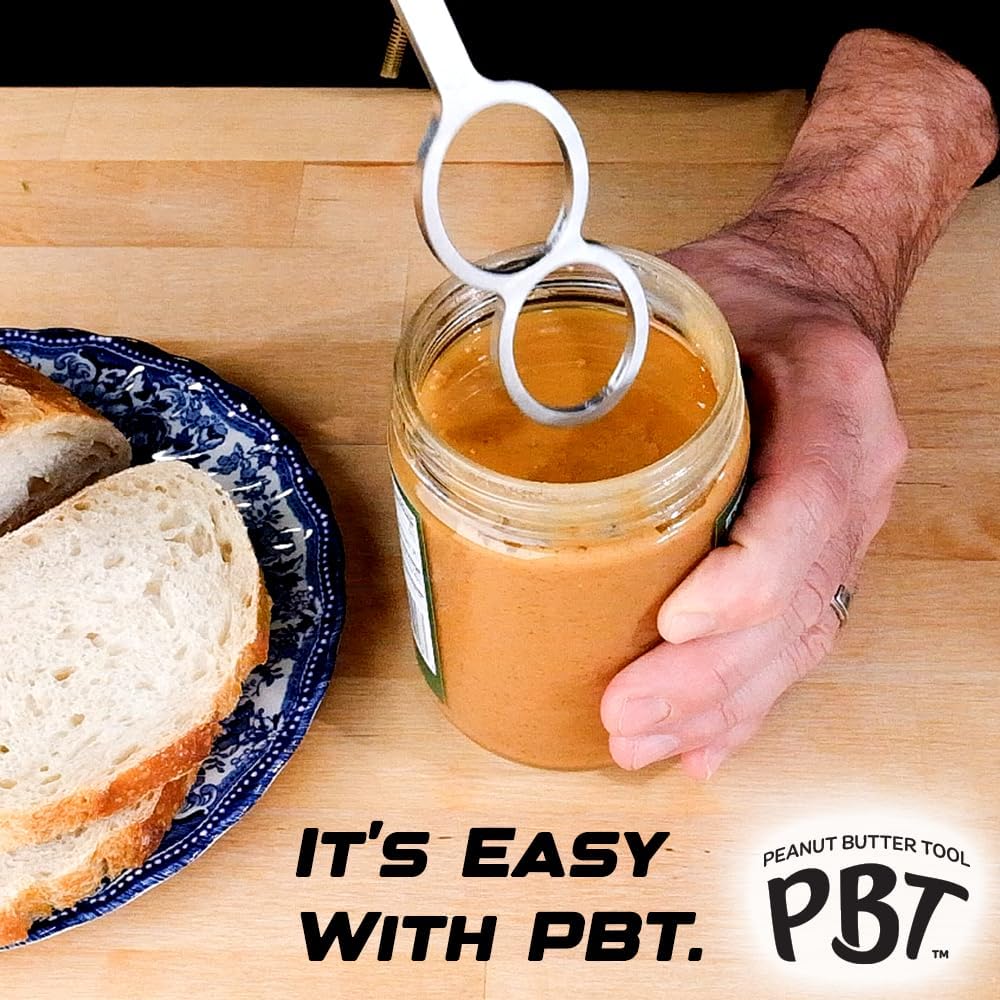 Peanut Butter Mixer, Stainless Steel Stirring Tool for Natural Peanut Butter, Dough, Yogurt, Sauces, and More - Fits Any Container Size, Less Mess, Dishwasher Safe (WHITE)