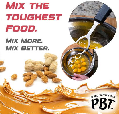 Peanut Butter Mixer, Stainless Steel Stirring Tool for Natural Peanut Butter, Dough, Yogurt, Sauces, and More - Fits Any Container Size, Less Mess, Dishwasher Safe (WHITE)