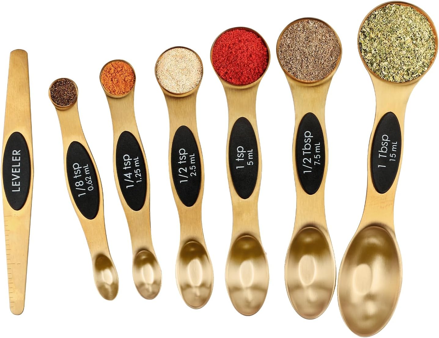 Magnetic Measuring Spoons Set Stainless Steel with Leveler, Stackable Metal Tablespoon Measure Spoon for Baking, Cups and Spoon Set Kitchen Gadgets Apartment Essentials Fits in Spice Jars