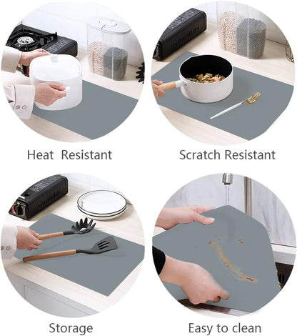 Silicone Mat for Kitchen Counter, Heat Resistant Nonskid Table Mat for Air Fryer to Site on, Countertop Protector, Thick 2MM, XL Large