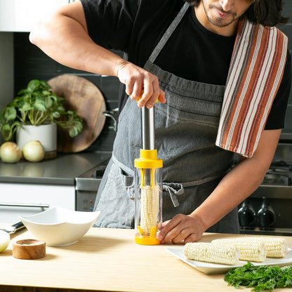 Yellow Deluxe Corn Stripper, 10.5" | Quickly Remove Kernels from the Cob | No Splatters or Mess | Dishwasher Safe