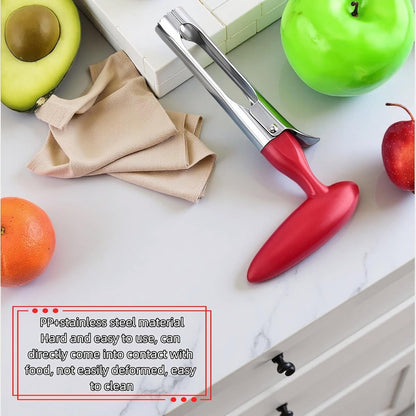 Premium Stainless Steel Apple Corer, Professional Fruit Core Remover Tool with Ergonomic Red Handle, Serrated Blades for Apples, Pears, Peaches, Plums, Easy Use & Clean (Red)