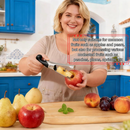 Premium Stainless Steel Apple Corer, Professional Fruit Core Remover Tool with Ergonomic Red Handle, Serrated Blades for Apples, Pears, Peaches, Plums, Easy Use & Clean (Red)