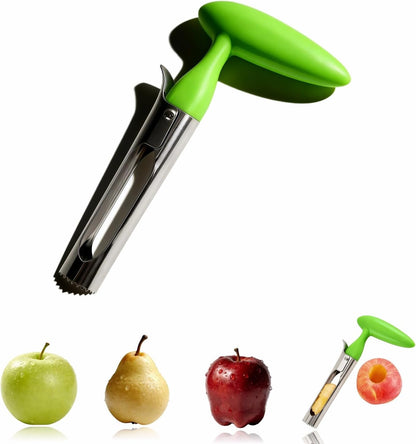 Premium Stainless Steel Apple Corer, Professional Fruit Core Remover Tool with Ergonomic Red Handle, Serrated Blades for Apples, Pears, Peaches, Plums, Easy Use & Clean (Red)