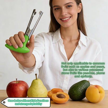 Premium Stainless Steel Apple Corer, Professional Fruit Core Remover Tool with Ergonomic Red Handle, Serrated Blades for Apples, Pears, Peaches, Plums, Easy Use & Clean (Red)