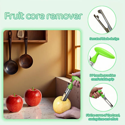 Premium Stainless Steel Apple Corer, Professional Fruit Core Remover Tool with Ergonomic Red Handle, Serrated Blades for Apples, Pears, Peaches, Plums, Easy Use & Clean (Red)