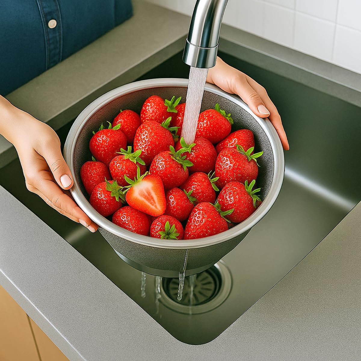 Harold Import Co. Kitchen Perforated Colander with Handles, 18/8 Stainless Steel, 8.5 Inches