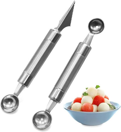 Melon Baller Scoop Set, Stainless Steel Fruit Carving Tool, 2Pcs
