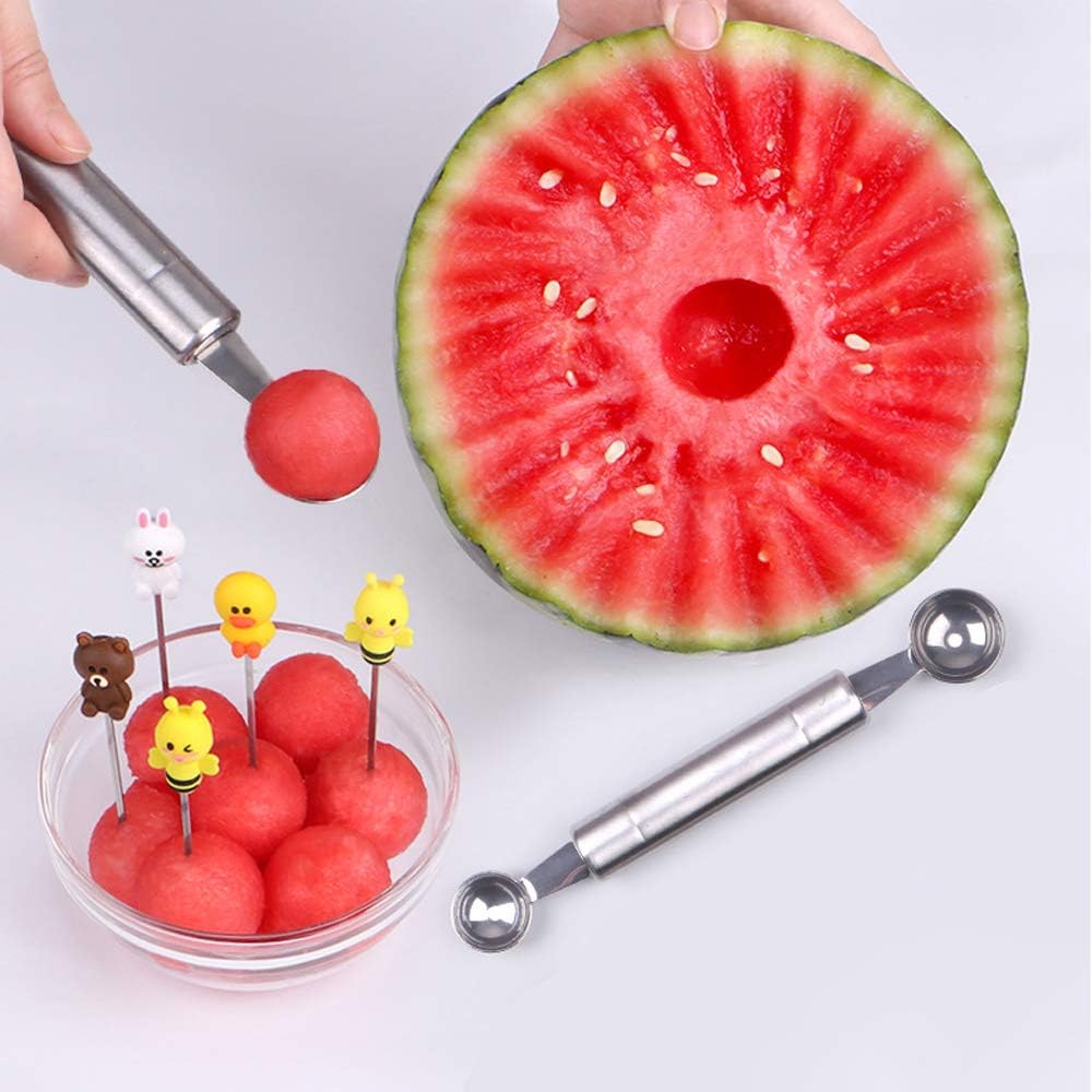 Melon Baller Scoop Set, Stainless Steel Fruit Carving Tool, 2Pcs