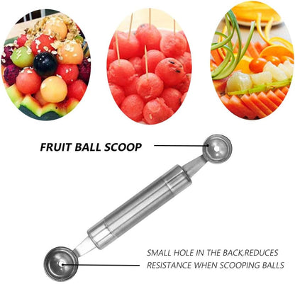 Melon Baller Scoop Set, Stainless Steel Fruit Carving Tool, 2Pcs
