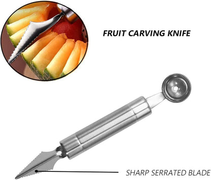 Melon Baller Scoop Set, Stainless Steel Fruit Carving Tool, 2Pcs