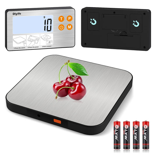 33lb Food Scale with Split Display, 1g/0.1oz Digital Kitchen Scales | Precise Graduation, 304 Stainless Steel Platform, Backlit LCD, for Cooking, Meal Prep