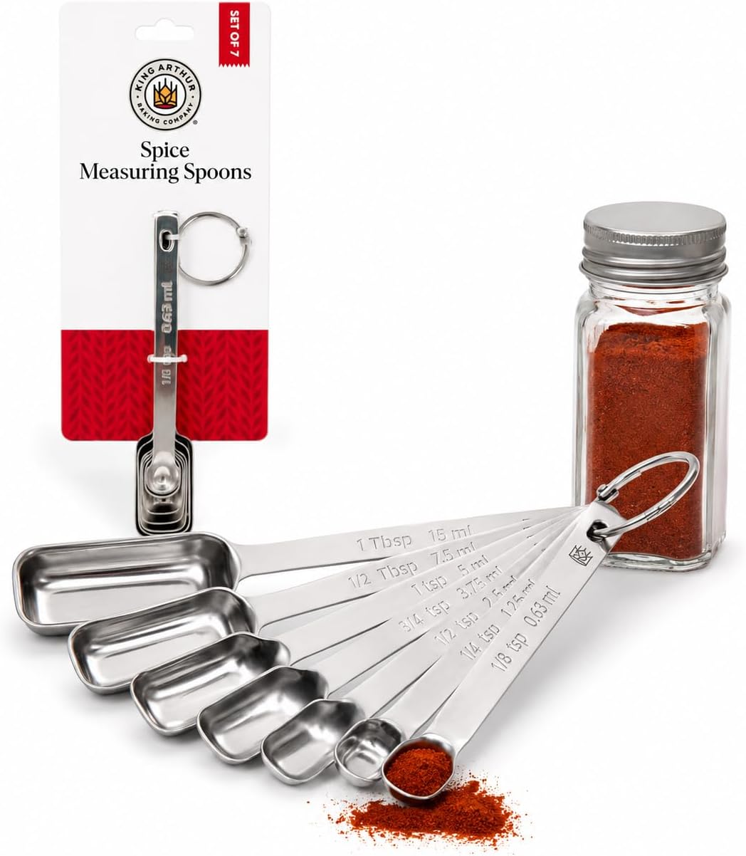Baking Company Spice Measuring Spoons, 18/8 Stainless Steel, 7-Piece Set, Precision Measures, For Baking And Cooking