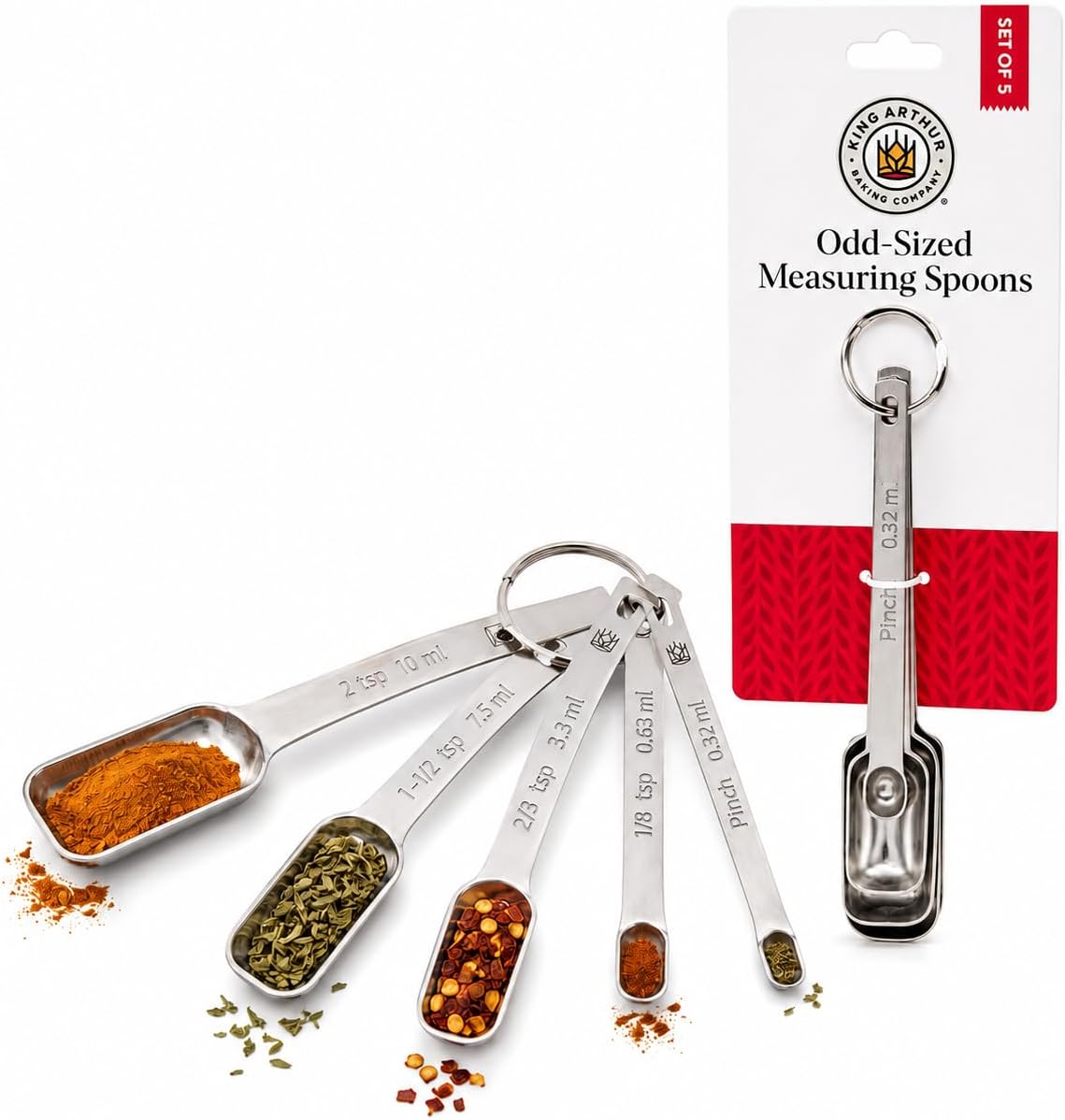 Baking Company Spice Measuring Spoons, 18/8 Stainless Steel, 7-Piece Set, Precision Measures, For Baking And Cooking