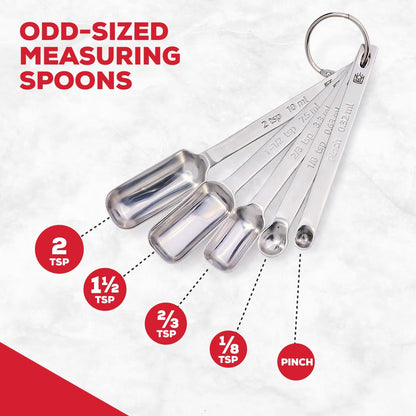 Baking Company Spice Measuring Spoons, 18/8 Stainless Steel, 7-Piece Set, Precision Measures, For Baking And Cooking
