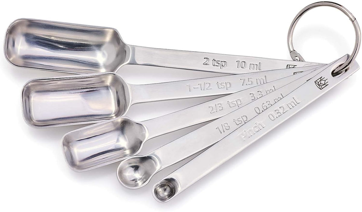 Baking Company Spice Measuring Spoons, 18/8 Stainless Steel, 7-Piece Set, Precision Measures, For Baking And Cooking