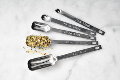Baking Company Spice Measuring Spoons, 18/8 Stainless Steel, 7-Piece Set, Precision Measures, For Baking And Cooking