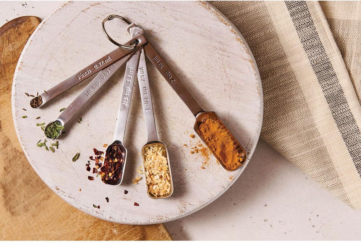 Baking Company Spice Measuring Spoons, 18/8 Stainless Steel, 7-Piece Set, Precision Measures, For Baking And Cooking