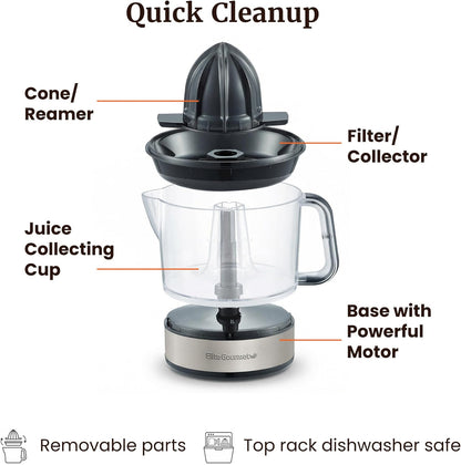 ETS623 Electric Citrus Juicer, 24 oz, Black/Stainless Steel